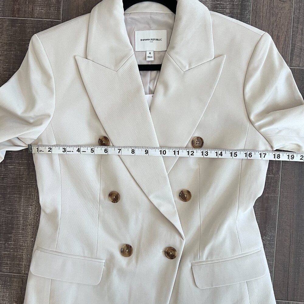 NWT Banana Republic Women's Stretch-Cotton Icon Blazer Cream 4 - Picture 9 of 11